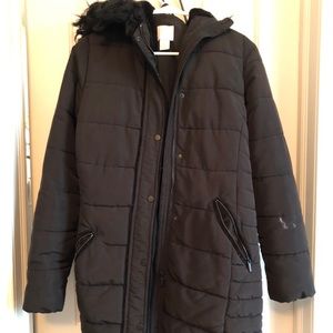 Long black winter coat